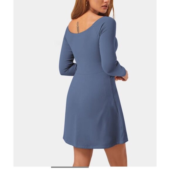 Halara Long Sleeve 2-in-1 Pocket Mini Tennis Active Dress Sz Small Womens Blue - Picture 3 of 7